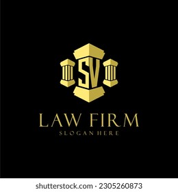SV initial monogram logo for lawfirm with pillar design