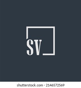 SV initial monogram logo with rectangle style dsign
