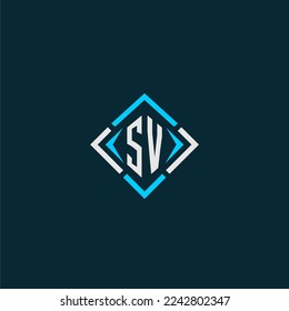SV initial monogram logo with square style design