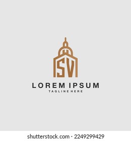 SV initial monogram real estate logo with imperium style desgn