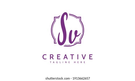 SV Initials, handwriting logo vector