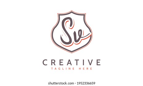 SV Initials, handwriting logo vector