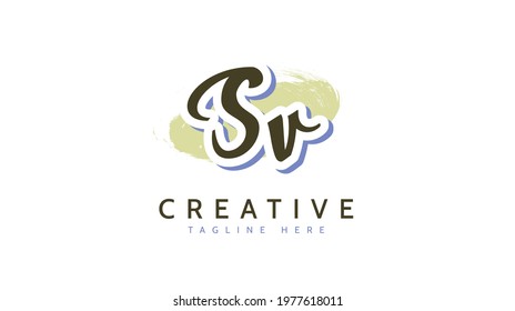 SV Initials, handwriting logo vector