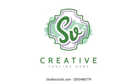 Sv Initials, handwriting logo vector