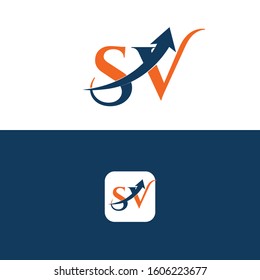 SV Letter with Arrow Logo Template vector Design