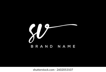 SV letter beauty handwriting vector logo. 