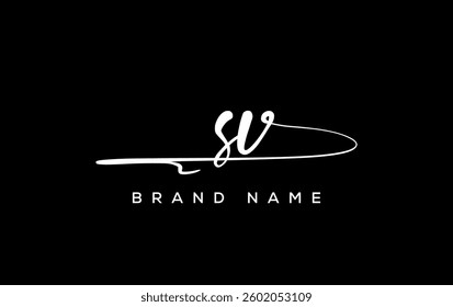 SV letter beauty handwriting vector logo. 