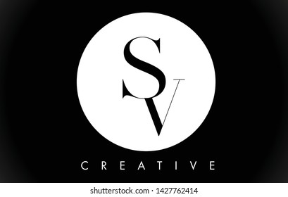 SV Letter Design Logo with Black and White Colors Trendy Vector Illustration. 
