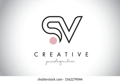 SV Letter Logo Design with Creative Modern Trendy Typography and Black Colors.