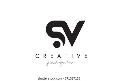 SV Letter Logo Design with Creative Modern Trendy Typography and Black Colors.