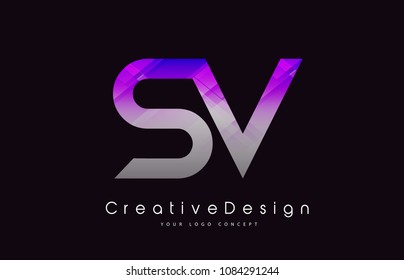 SV Letter Logo Design in Purple Texture Colors. Creative Modern Letters Vector Icon Logo Illustration.