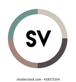 SV letters, four colors in abstract background logo, design identity in circle, alphabet letter