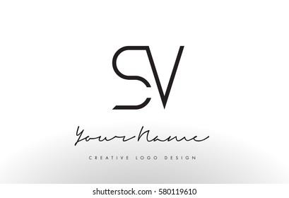 SV Letters Logo Design Slim. Simple and Creative Black Letter Concept Illustration.