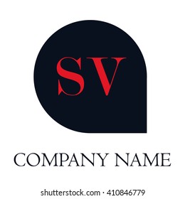 SV Letters red , Abstract black background logo, Design identity in shape, Alphabet letter