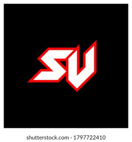 SV Logo Design, erste SV-Buchstaben Design mit Sci-Fi Stil. SV Logo für Spiel, Support, Technologie, Digital, Community oder Business. S V sport moderne Schrift des italienischen Alphabets. Typografie urbane Schriftarten.
