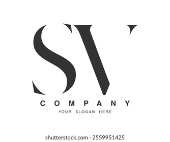 SV logo design. Initial letter s and v serif font style. Creative classic company name typography. Trendy logotype or identity. Vector illustration.