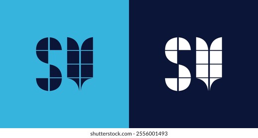 SV logo design with tile shape. Minimalist and modern vector illustration design suitable for business or brand