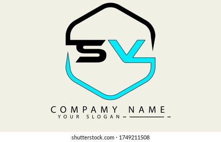 SV Logo, Letter SV Design Vector.SV Letters Logo Design Inspiration illustration.