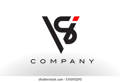 SV Logo.  Letter Design Vector with Red and Black Colors.