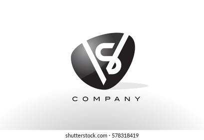 SV Logo. Letter Design Vector with Oval Shape and Black Colors.