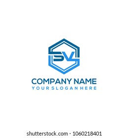 SV logo letter initial, Abstract polygonal Background Logo,
