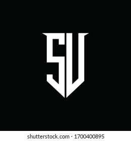 SV logo monogram with emblem shield style design template