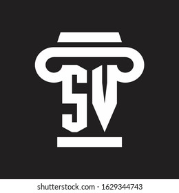 SV Logo monogram with pillar style design template