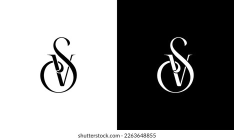 Sv logo vector monogram boutique jewelry symbol  icon illustration style Design template