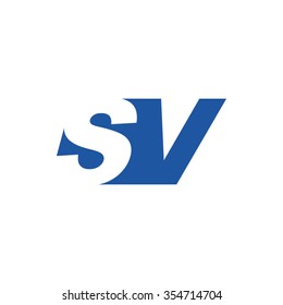 SV negative space letter logo blue