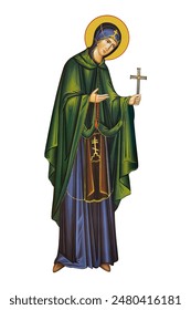 Sv. Petka. Saint Parascheva of the Balkans. Illustration in Byzantine style