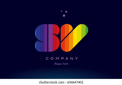 sv s v alphabet letter colorful creative colors text dots creative company logo vector icon design template