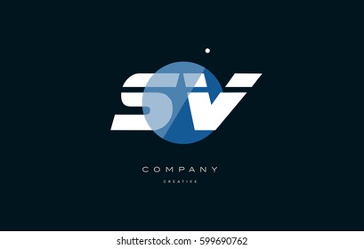 sv s v  blue circle dot big font alphabet company letter logo white design vector icon template 