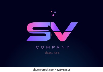 sv s v creative color blue background pink purple blue magenta alphabet letter company logo vector icon design