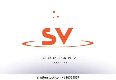 SV S V creative orange swoosh dots alphabet company letter logo design vector icon template