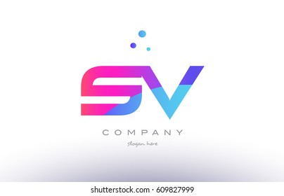 sv s v  creative pink purple blue modern dots creative alphabet gradient company letter logo design vector icon template