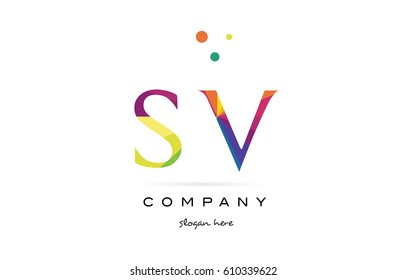 sv s v  creative rainbow colors colored alphabet company letter logo design vector icon template
