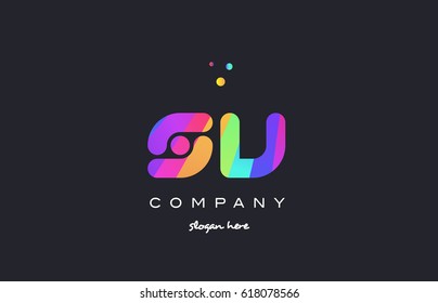 sv s v  creative rainbow green orange blue purple magenta pink artistic alphabet company letter logo design vector icon template