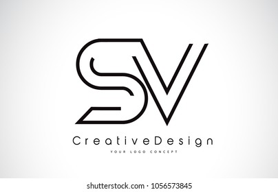 SV S V Letter Logo Design in Black Colors. Creative Modern Letters Vector Icon Logo Illustration.