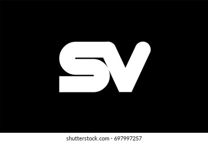 SV S V letter logo combination alphabet vector creative company icon design template modern  black white bold