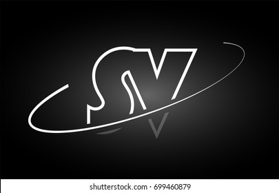SV S V letter logo combination black white alphabet vector creative company icon design template modern