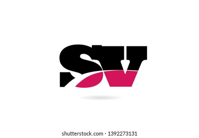 sv s v pink and black alphabet letter combination suitable as a logo icon design for a company or business