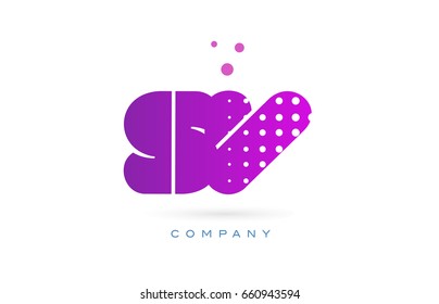 sv s v pink dots dotted letter logo alphabet creative company vector icon design template