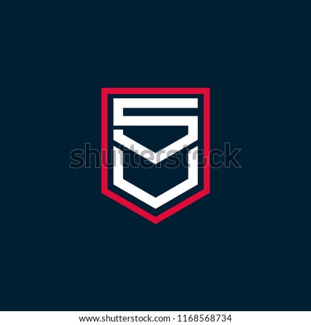 SV shield shape Letter logo design template
