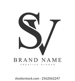 SV trendy logotype template. Initial letter s and v classic font style. Creative logo for company name or identity. Vector illustration.