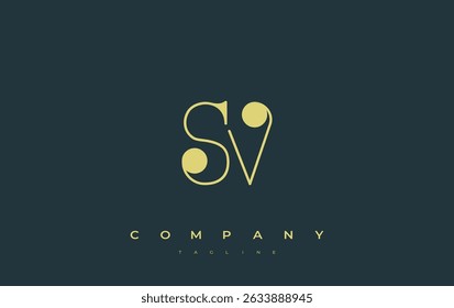 SV Typography Logo Design. Stylish monogram design depiction featuring the letters S and V combined in an artistic signature style, delivering a unique and creative visual representation.