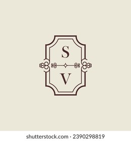 SV vintage wedding initial logo in high quality professional design that will print well across any print media