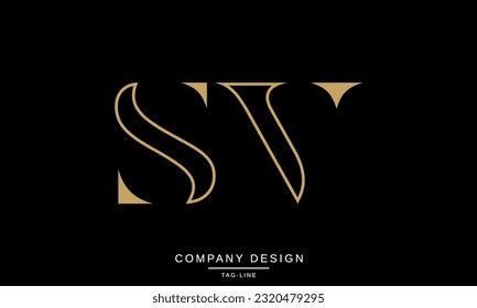 Monograma del logotipo de las letras abstractas de SV, VS