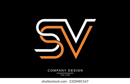 Monograma del logotipo de las letras abstractas de SV, VS