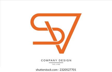 Monograma del logotipo de las letras abstractas de SV, VS