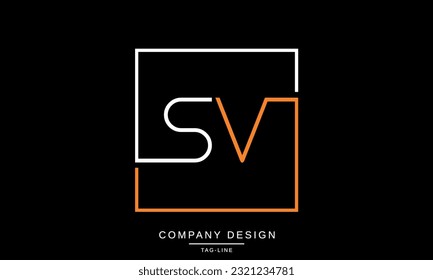 Monograma del logotipo de las letras abstractas de SV, VS